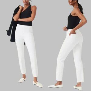 NWT SPANX Opaque White Hi-Rise Smoothing Shapewear Slim Straight Pants Size L